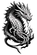 Celtic design with dragon breathing fire tattoo design idea