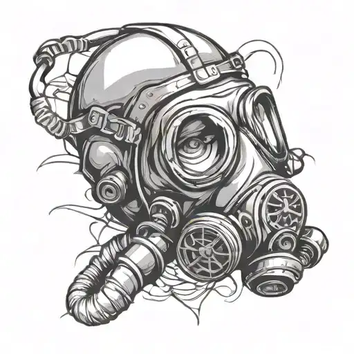 gas mask outline tattoo design idea