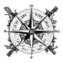 minimalist blackwork featuring the Stray Kids compass. The lettering 'SKZ' in the center, with 'STAY 0801' incorporated  tattoo design idea