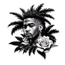 Create a shoulder piece including symbolism of my hometown: broward county florida, my favorite artist: xxtentacion  tattoo design idea
