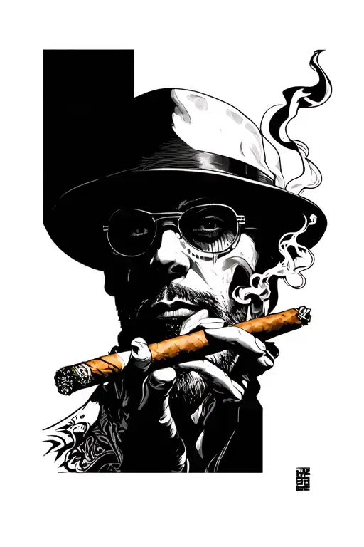 cyberpunk 2077 smoking cigar tattoo design idea