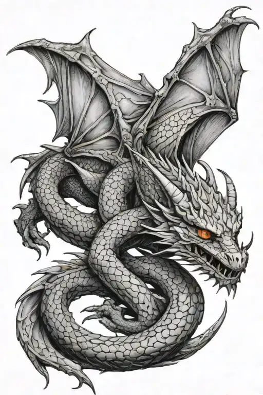 Dragon smaug wrapped around it long tattoo design idea