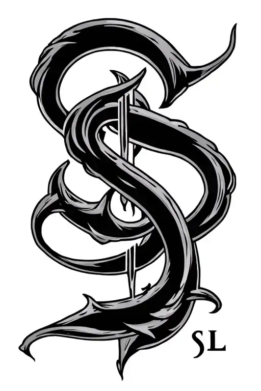 "S L L" triskel bdsm with inital tattoo design idea
