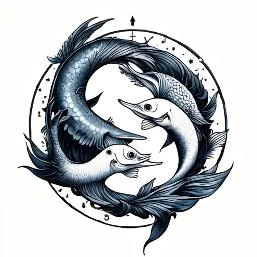 pisces and sagittarius tattoo design idea