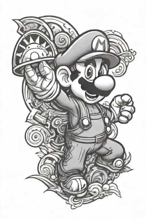 mario x polynesian style tattoo tattoo design idea