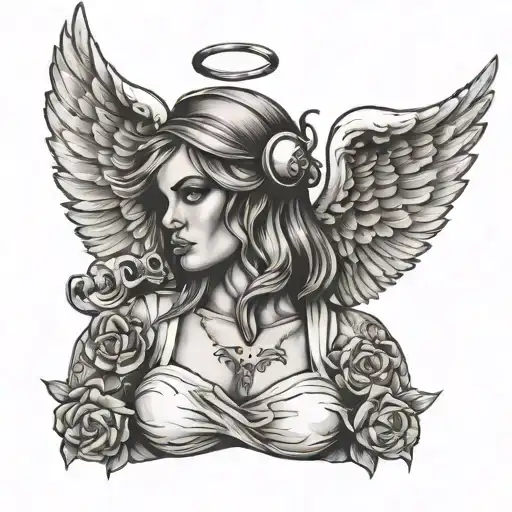 gangster angel tattoo design idea