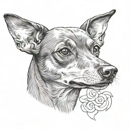pinscher dog female tattoo design idea
