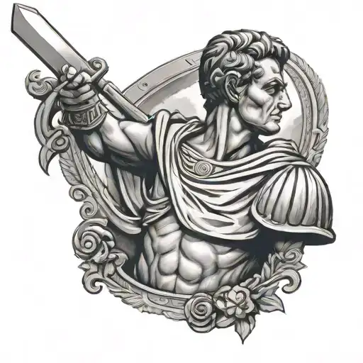 julius caesar and sword tattoo design idea