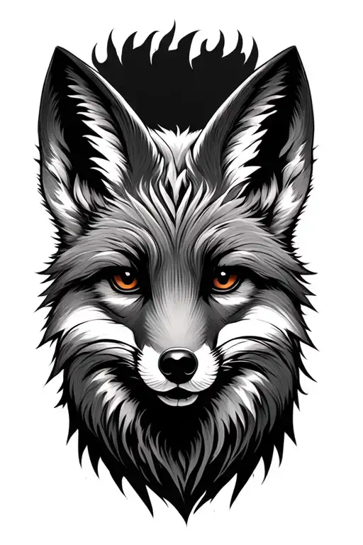 a cunning fox face tattoo design idea