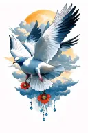 doves,  clouds, mourning tattoo design idea