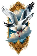 doves,  clouds, mourning tattoo design idea