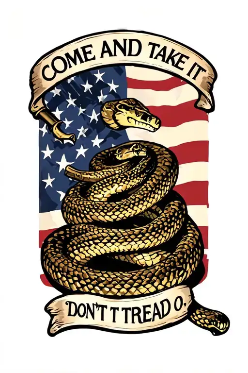 "come and take it, dont tread o" rattle snake wrapped around a cannon tattoo design idea