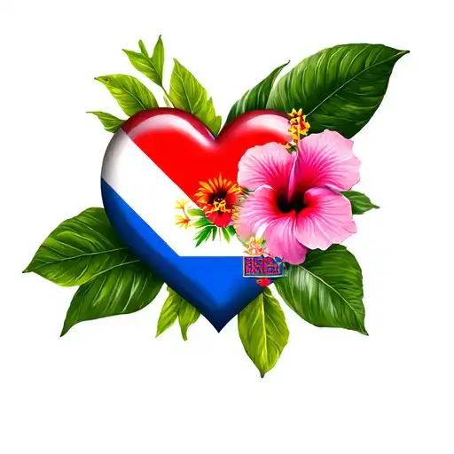 Panama flag hibiscus flower heart tattoo design idea