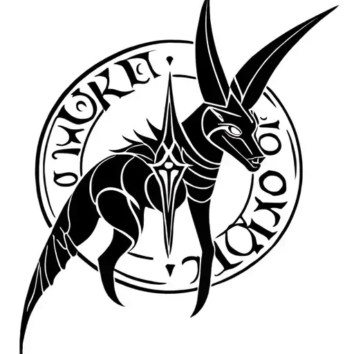 anubis round logo tattoo design idea