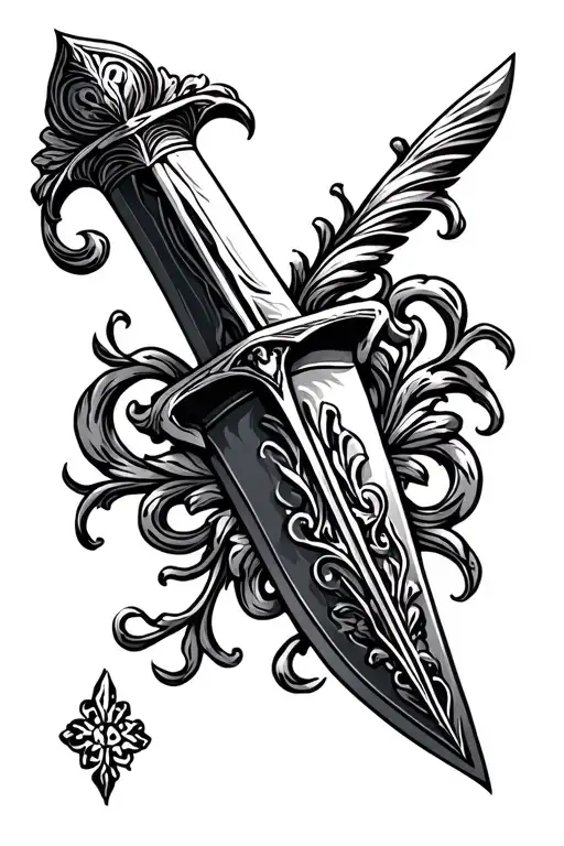 Victoria's ornament dagger tattoo design idea