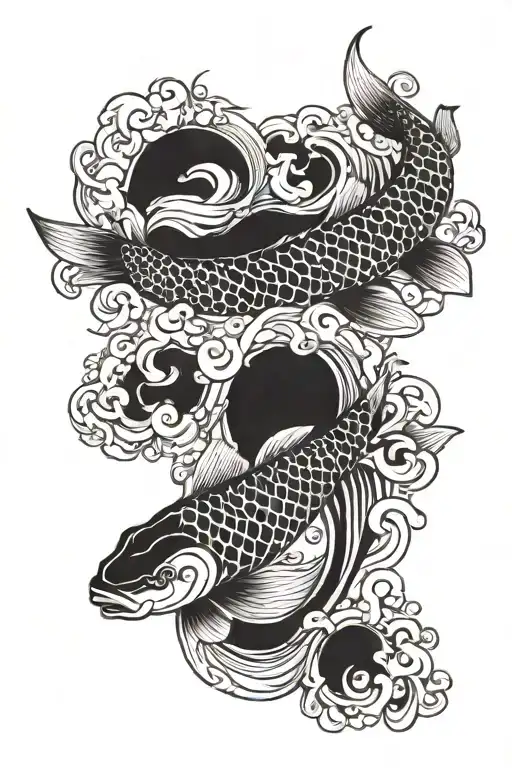 irezumi tattoo pieces koi and waves tattoo design idea