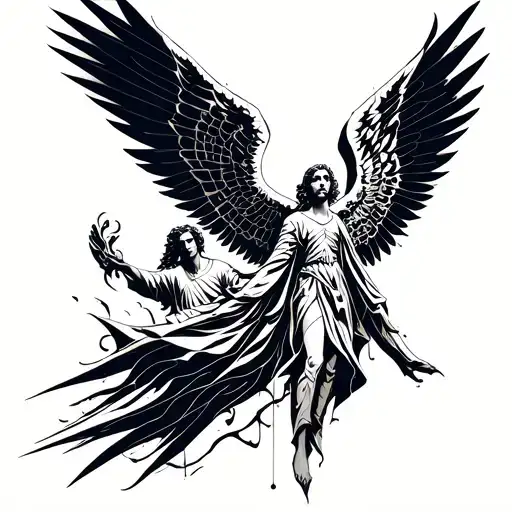 Archangel Gabriel and Miguel Angel tattoo design idea