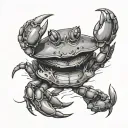 a crab shooting a cop tattoo design idea