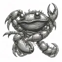a crab shooting a cop tattoo design idea