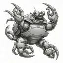 a crab shooting a cop tattoo design idea