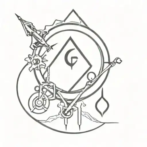 A minimalist tattoo of a QA engineer symbol, incorporating elements of Baldur's Gate 3 tattoo design idea