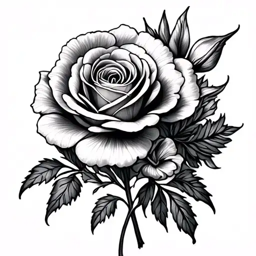 Carnation, roses, violets and gladioli  tattoo design idea