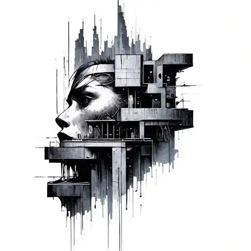 Brutalist tattoo design idea
