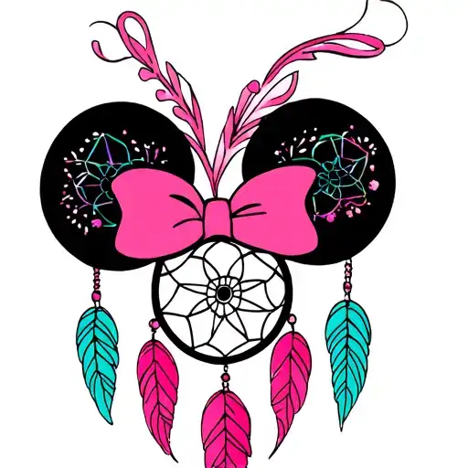 Minnie Mouse dream catcher tattoo design idea