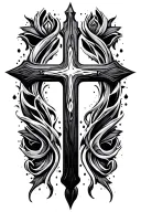 Negative Space Christian Cross tattoo design idea