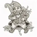 gnome using a formal suit perfil stand up tattoo design idea
