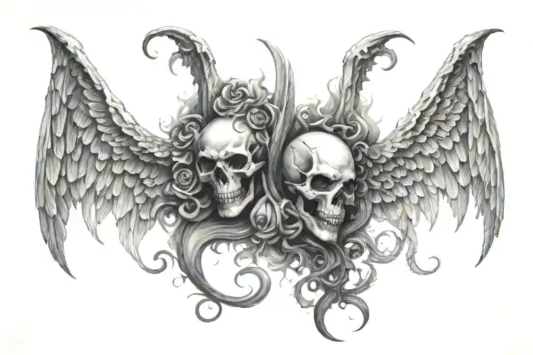 heaven vs hell tattoo design idea