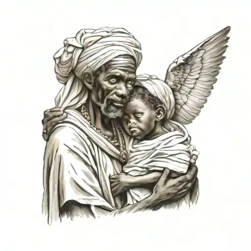 african holy family posing tattoo design idea