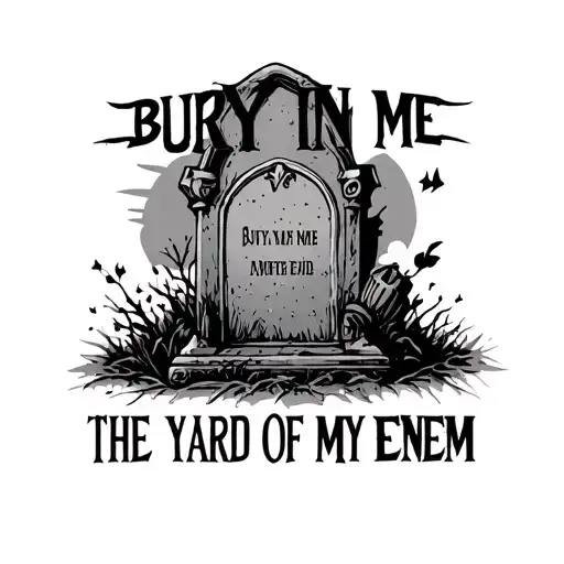 "BURY ME IN THE YARD OF MY ENEM" tombstone  tattoo design idea