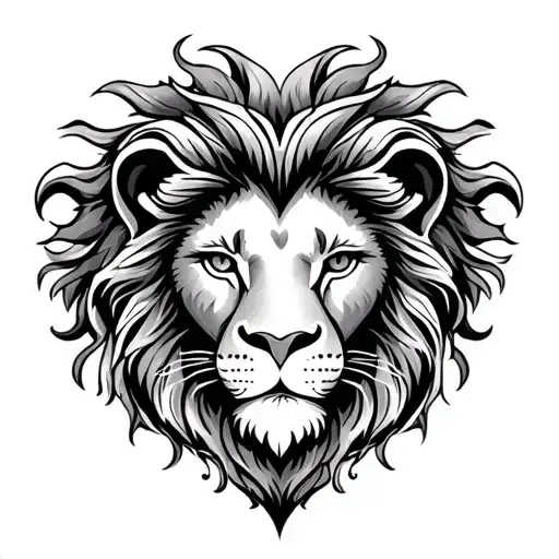 "Russell & Victoria " kids heart shape lion tattoo design idea