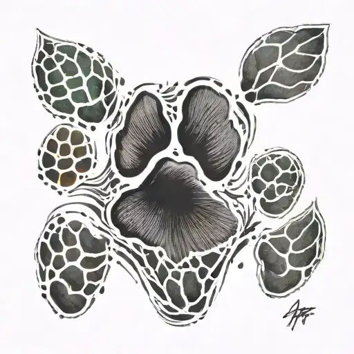paw print with vocal wavelength in the middle tattoo design idea