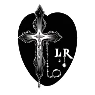 "LLJR"  Christian cross with rosary tattoo design idea