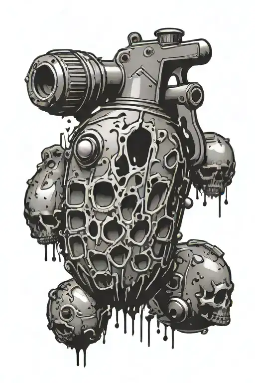 sick ink splatter grenade tattoo design idea