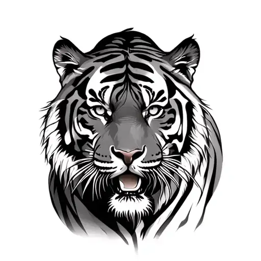 royal Bengal tiger prowl stance tattoo design idea