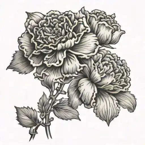 carnation flower and larkspur flower together  tattoo design idea