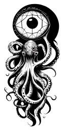 sacred geometry with eye and octopus tentacles  tattoo design idea