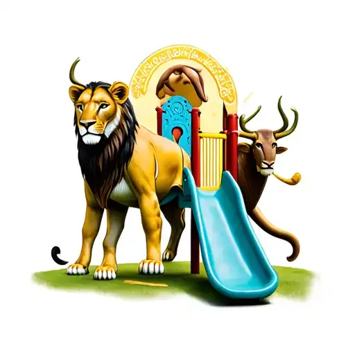 a Leo, Virgo and Taurus on a playground tattoo design idea