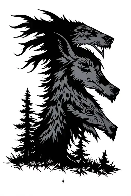 nordic pagan wilderness tattoo design idea