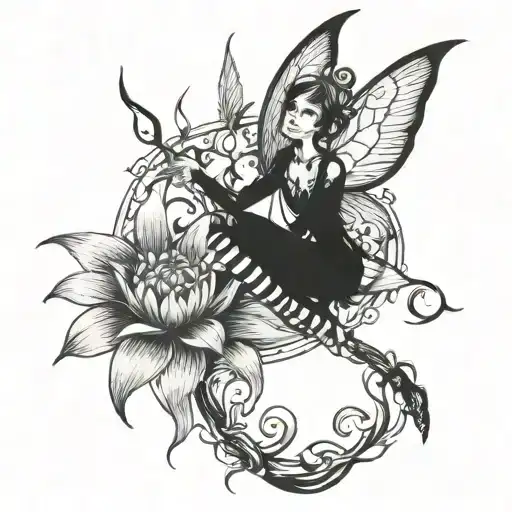 evil fantasy fairy on drugs used tattoo design idea