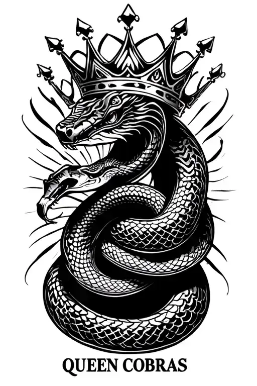 "Queen Cobras" King cobra with crown tattoo design idea