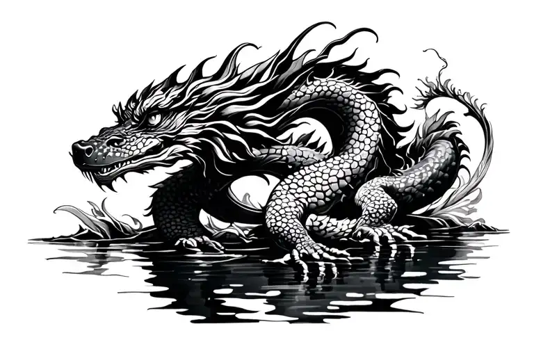 japanese water dragon tattoo design idea
