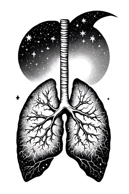 lungs filled sky full of stars tattoo design idea