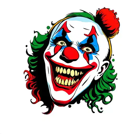 scary clown face tattoo design idea