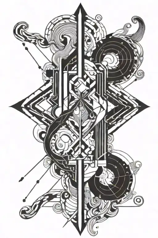 aquarius, Gemini, Aries and Leo in harmony abstract  tattoo design idea