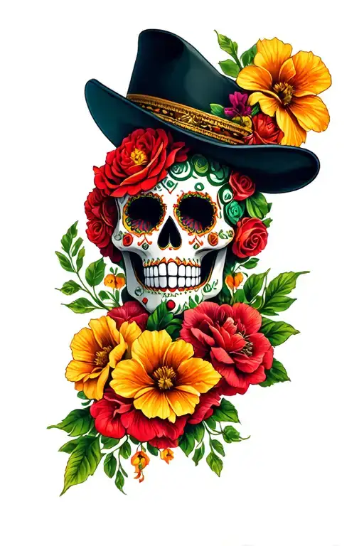 Irish Mexican sugar skull tattoo design idea
