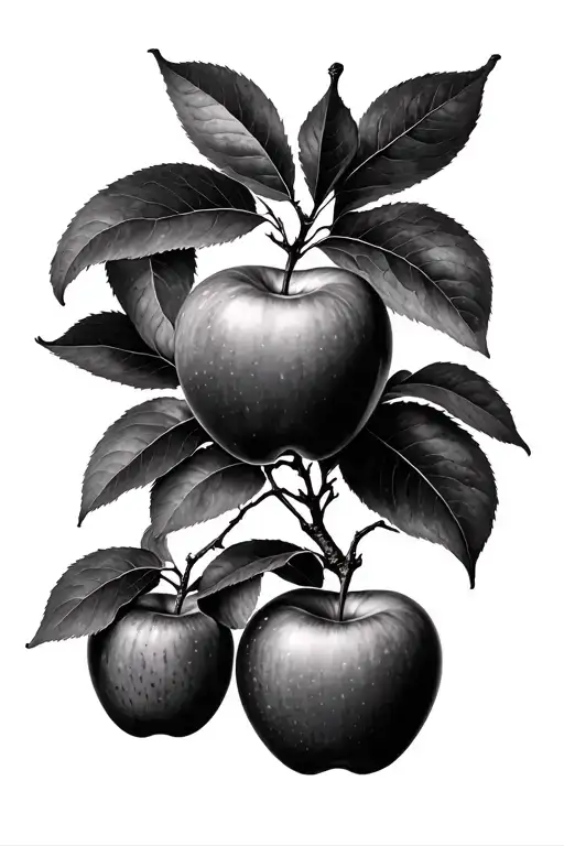 semi realistic Apple Tree tattoo design idea